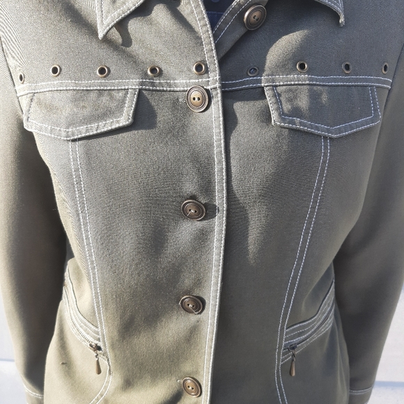Western style jacket casual wear olive green - Picture 5 of 7